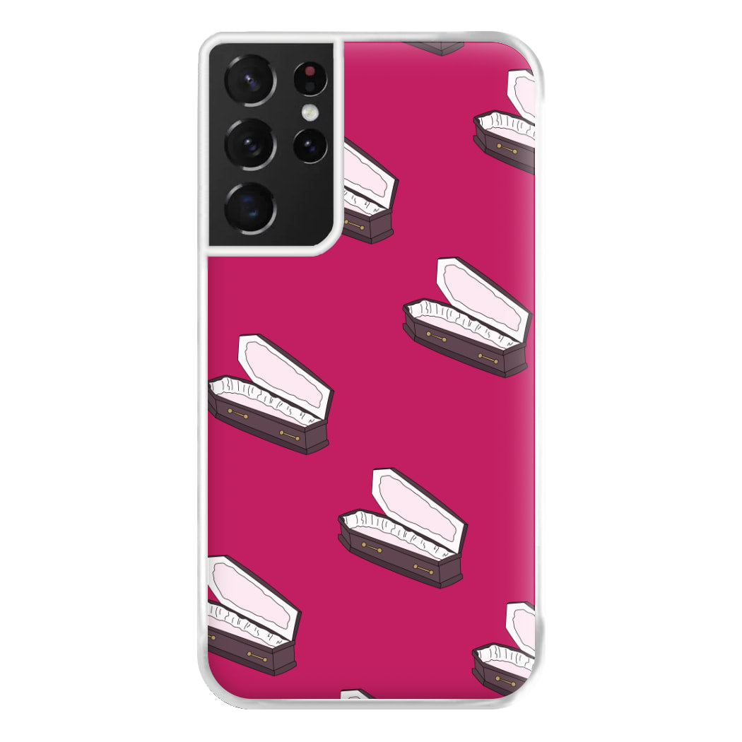 Bright Pink Coffin Pattern Galaxy S21 Ultra Case