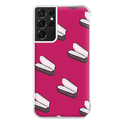 Bright Pink Coffin Pattern Galaxy S21 Ultra Case