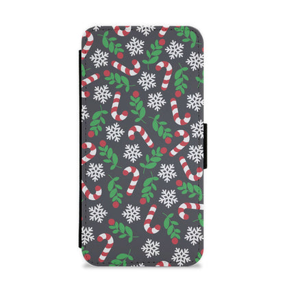 Snow Black Pattern Flip / Wallet Phone Case