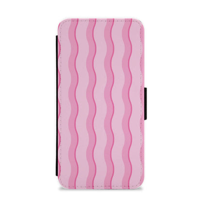 Pink Wavy Stripes Pattern Flip / Wallet Phone Case