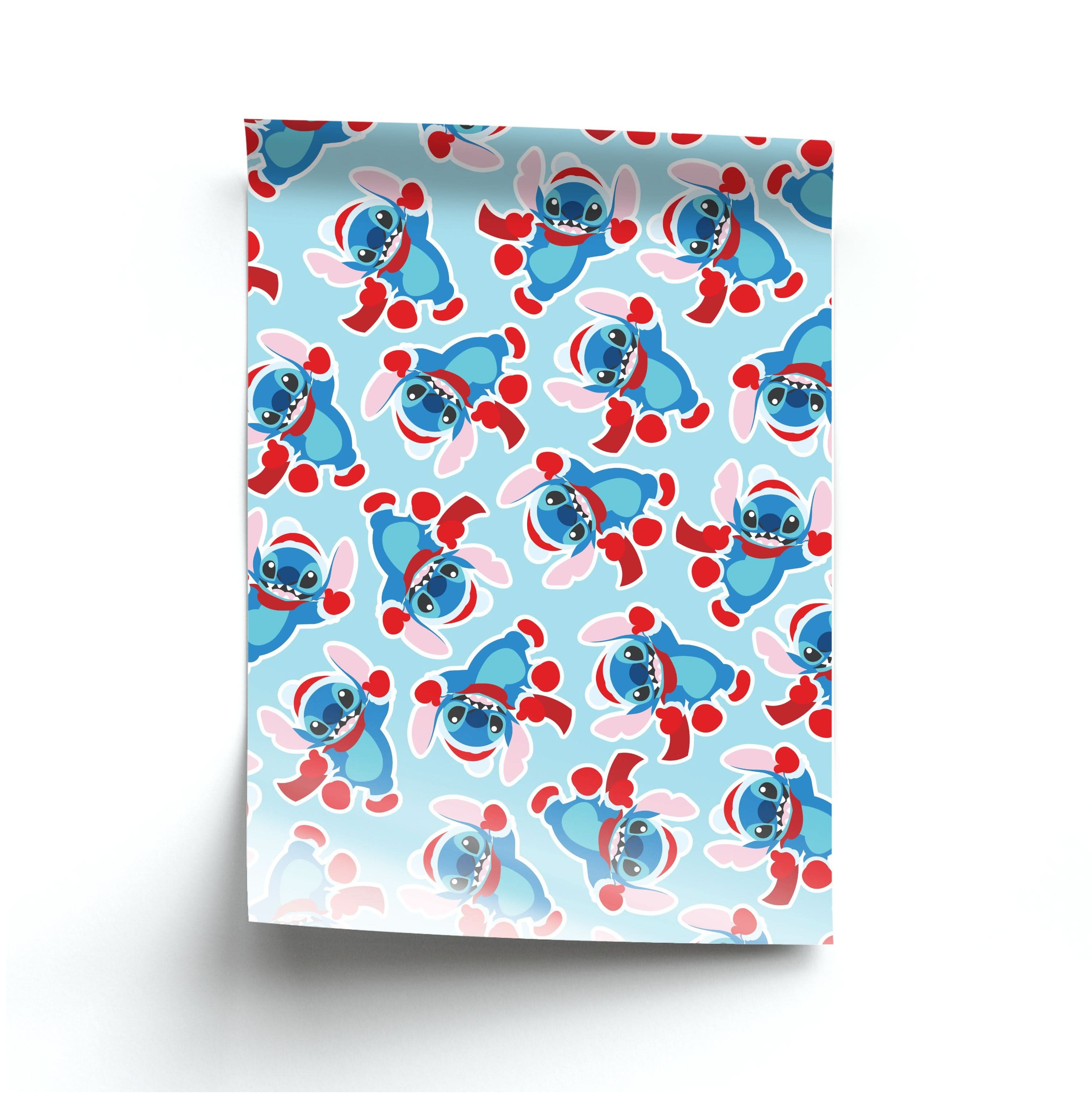 Blue Alien Christmas Pattern Poster