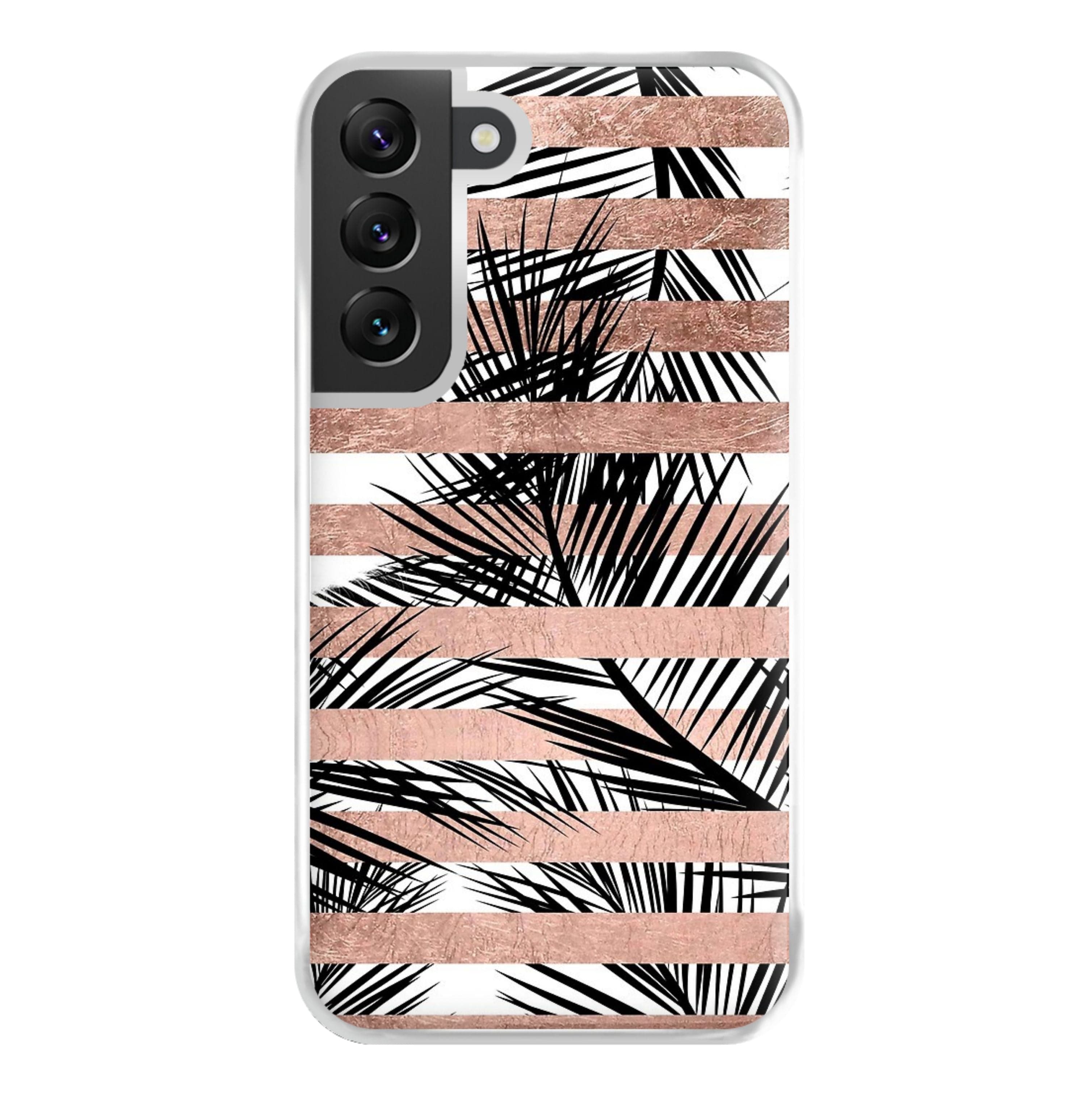 Rose Gold Tropical Palm Leaf Pattern Phone Case