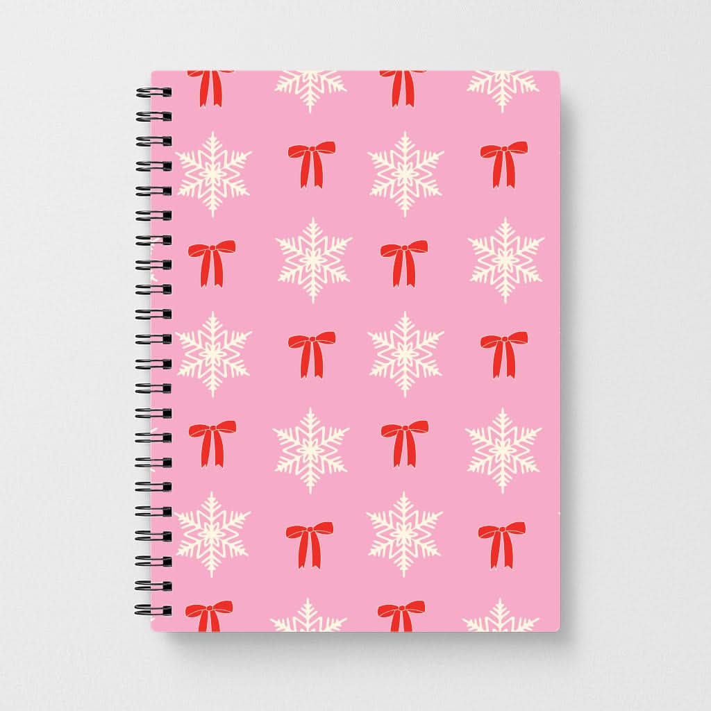 Coquette Bows And Snowflakes Pattern Notebook