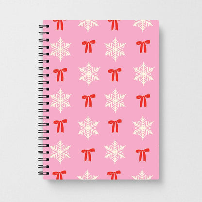 Coquette Bows And Snowflakes Pattern Notebook