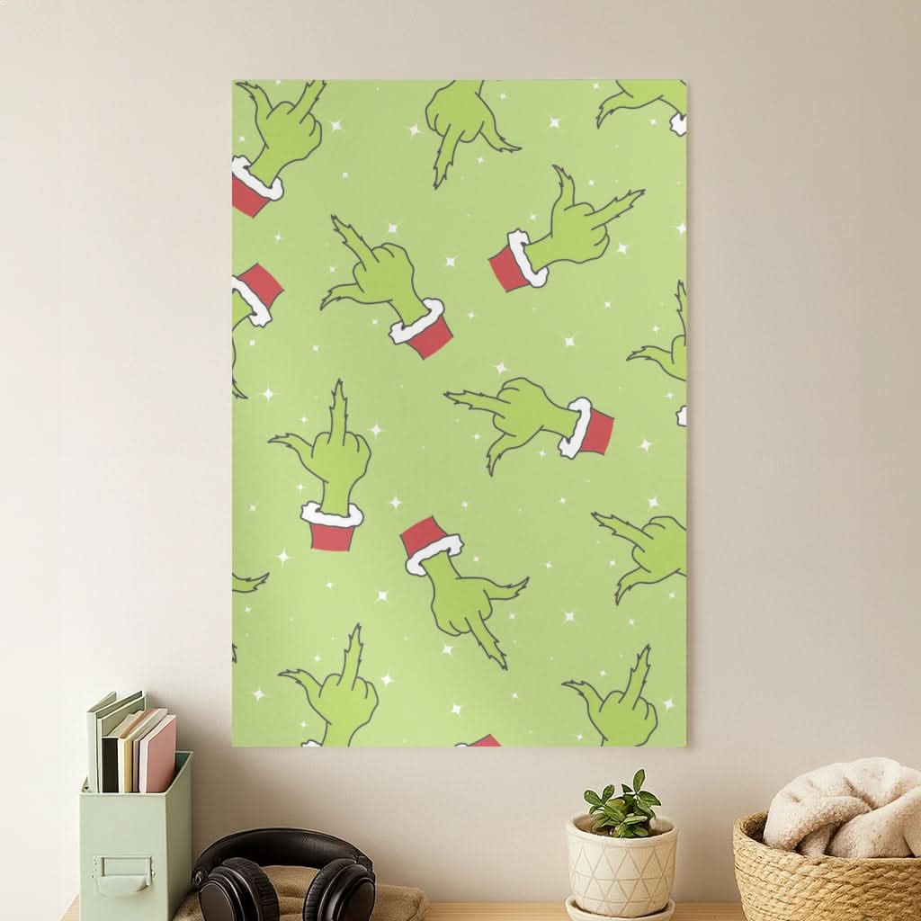 Green Middle Finger Christmas Pattern Poster