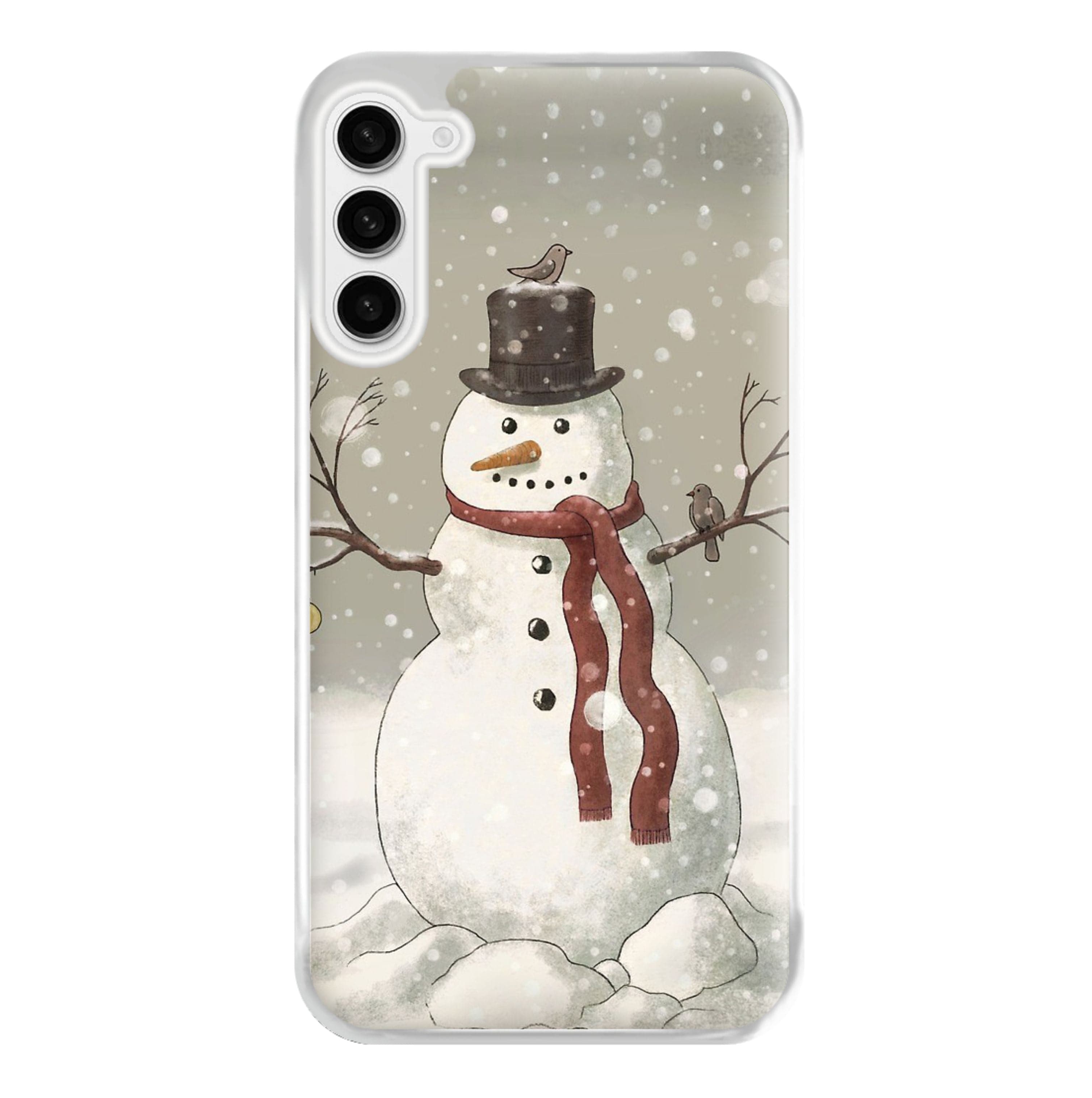 Christmas Snowman Drawing Phone Case