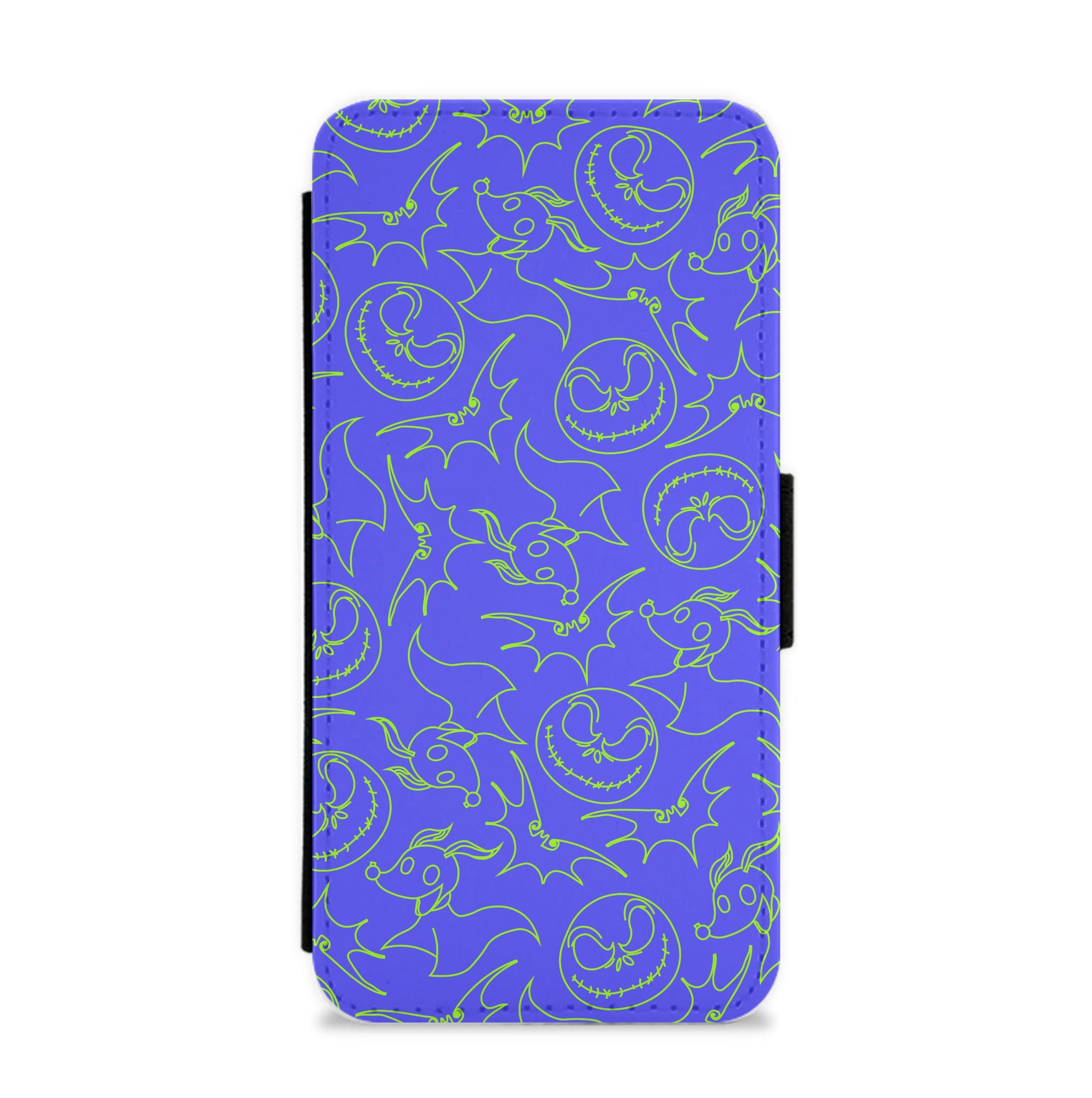 Purple And Green Pattern Flip / Wallet Phone Case