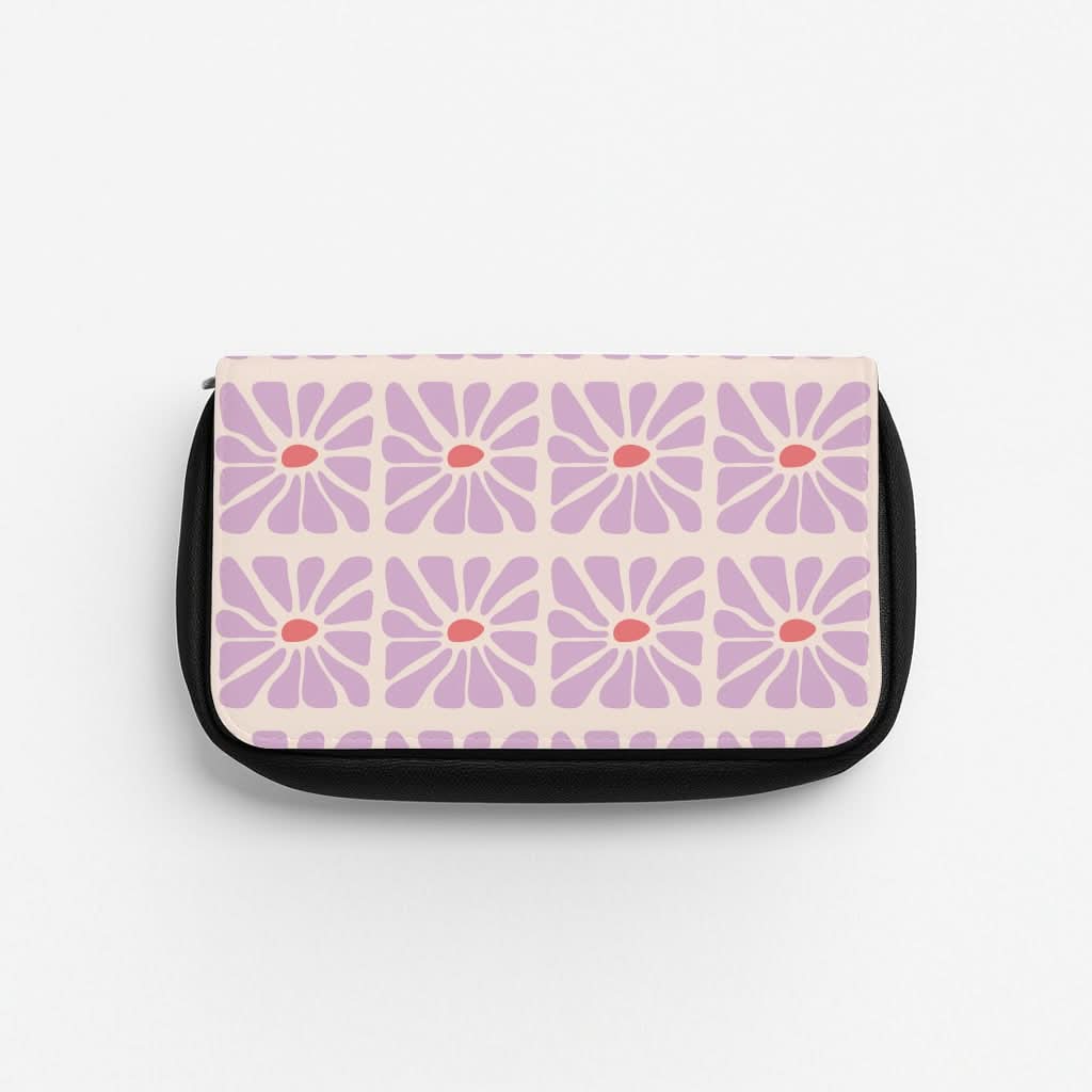 Square Abstract Flowers Mauve Pencil Case