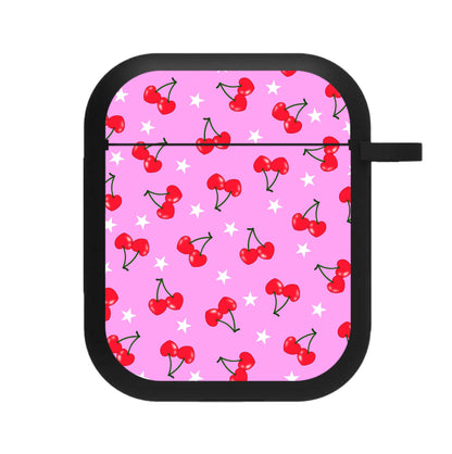 Heart Cherries And Stars Pattern AirPods Case