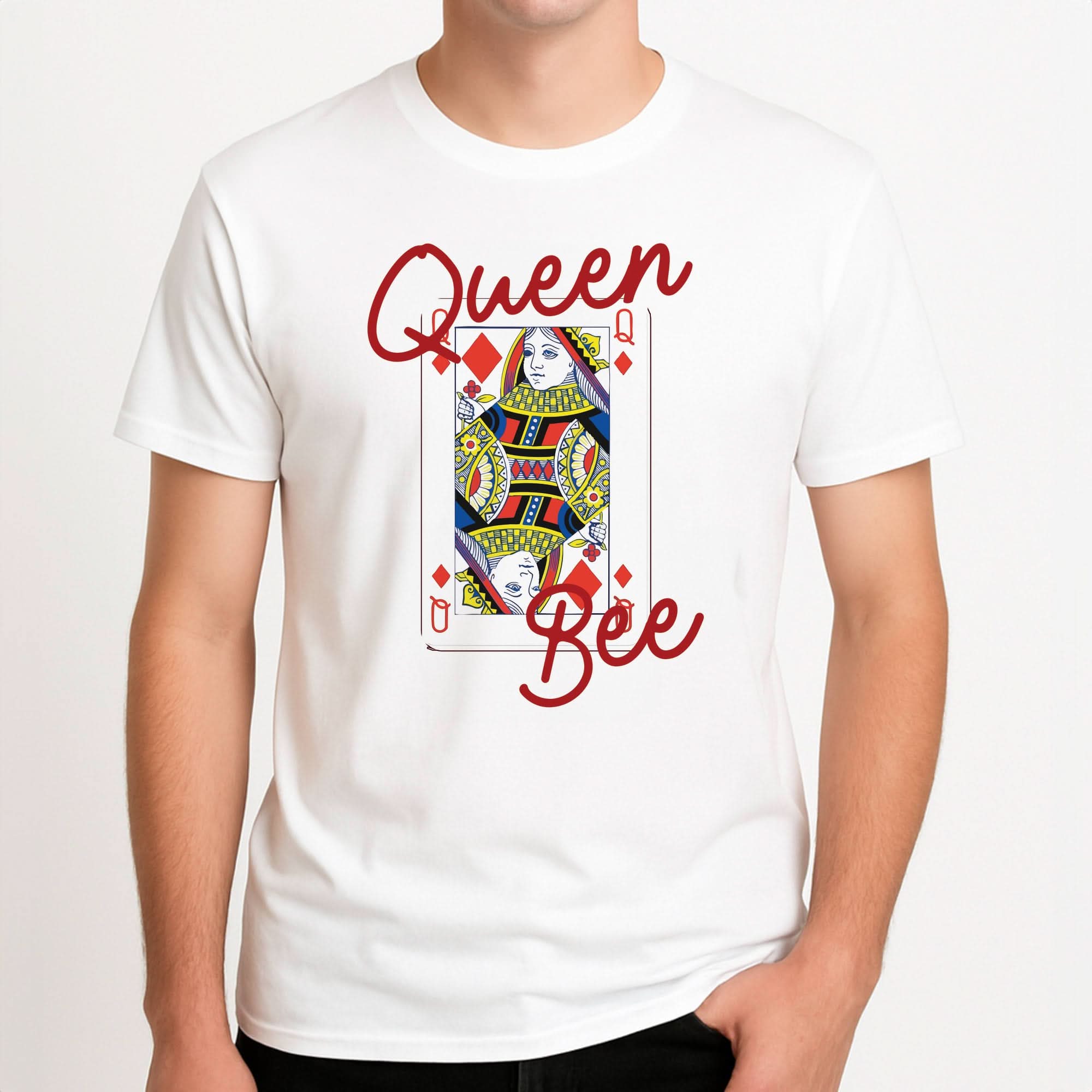 Queen Bee Playing Card Mens T-Shirt