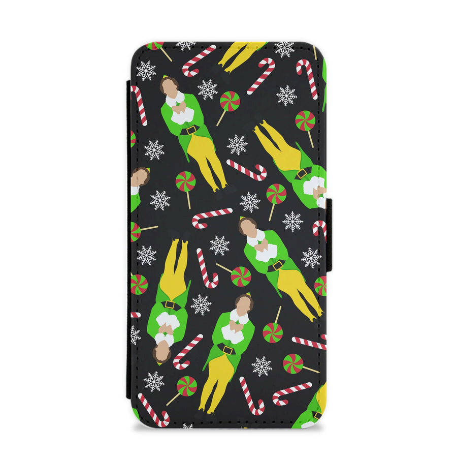 Elf Candy Cane Pattern Flip / Wallet Phone Case