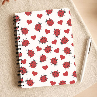 Ladybugs And Hearts Pattern Notepad
