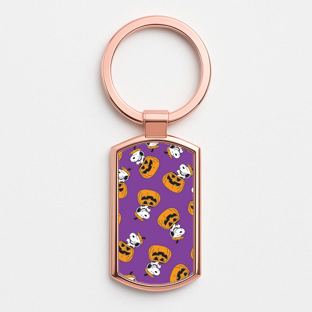 Cartoon Beagle Pumpkin Pattern Rose Gold Keyring