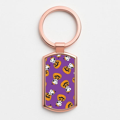 Cartoon Beagle Pumpkin Pattern Rose Gold Keyring
