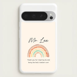Biege Personalised Teacher Rainbow  Google Pixel 9 Pro XL Case
