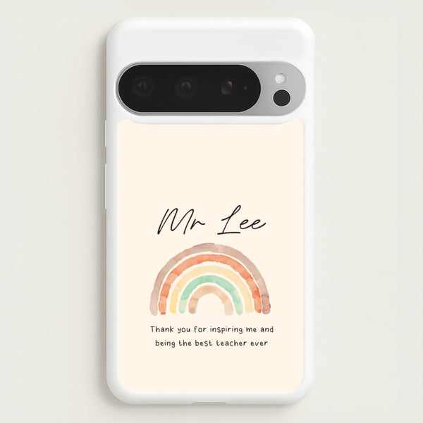 Biege Personalised Teacher Rainbow  Google Pixel 9 Pro XL Case