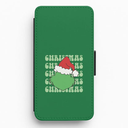 Green Creature Christmas Flip / Wallet Phone Case