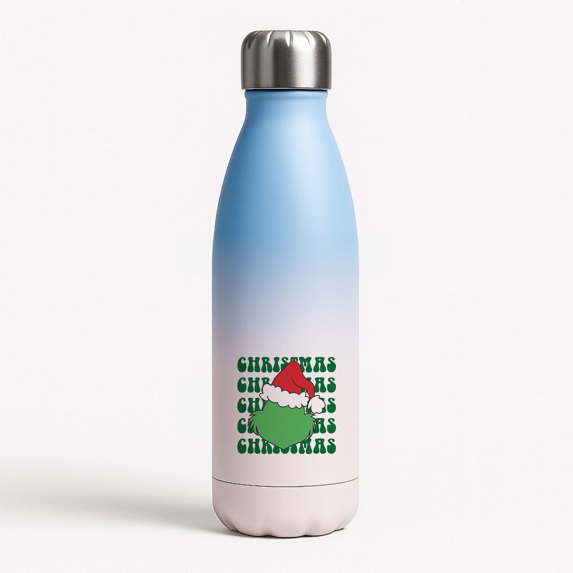 Green Creature Christmas Blue Water Bottle