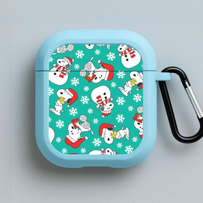 Christmas Cartoon Beagle Pattern Blue AirPods Case
