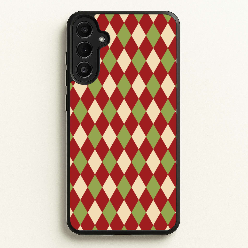 Red And Green Argyle Christmas Pattern Galaxy A34 Case
