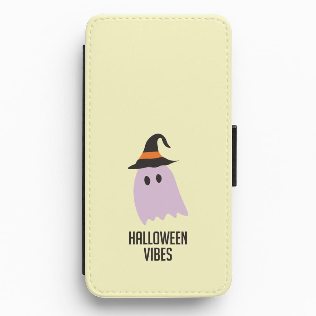 Purple Ghost Halloween Vibes Flip / Wallet Phone Case