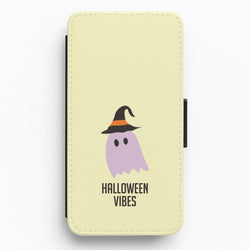 Purple Ghost Halloween Vibes Flip / Wallet Phone Case