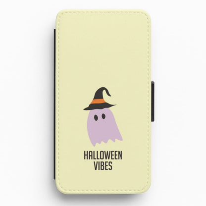 Purple Ghost Halloween Vibes Flip / Wallet Phone Case