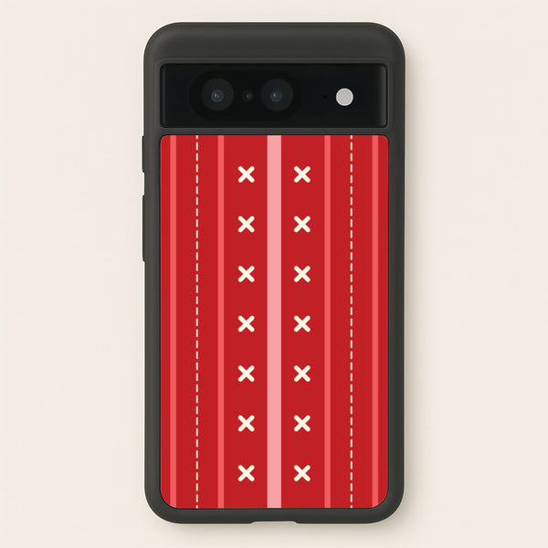 Stripes And Stitches Red Christmas Pattern Google Pixel 8 Case