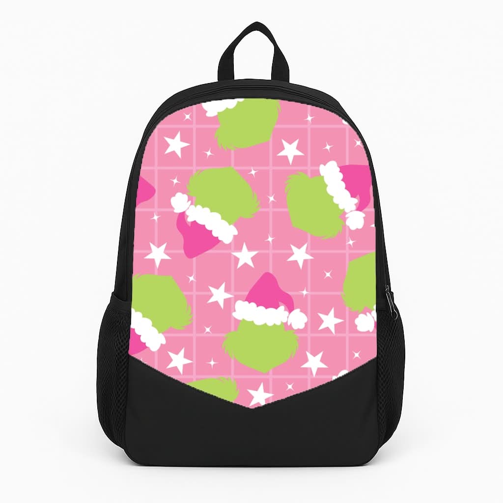 Pink Green Creature Xmas Pattern Backpack
