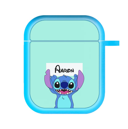 Standing Blue Alien - Personalised Disney AirPods Case