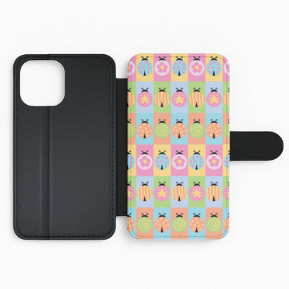Cartoon Ladybugs Colourful Pattern Flip Phone Case