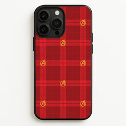 Superhero Team Red Tartan Pattern iPhone 13 Pro Max Case