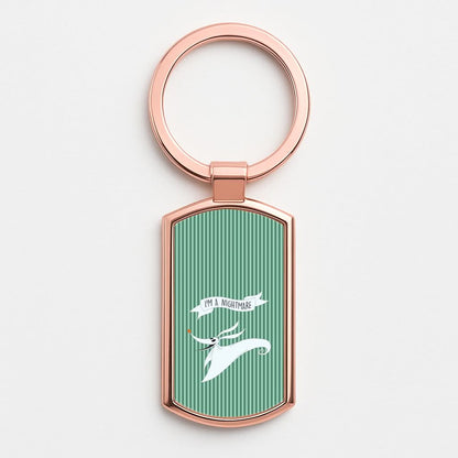 Stripey I'm A Nightmare Rose Gold Keyring
