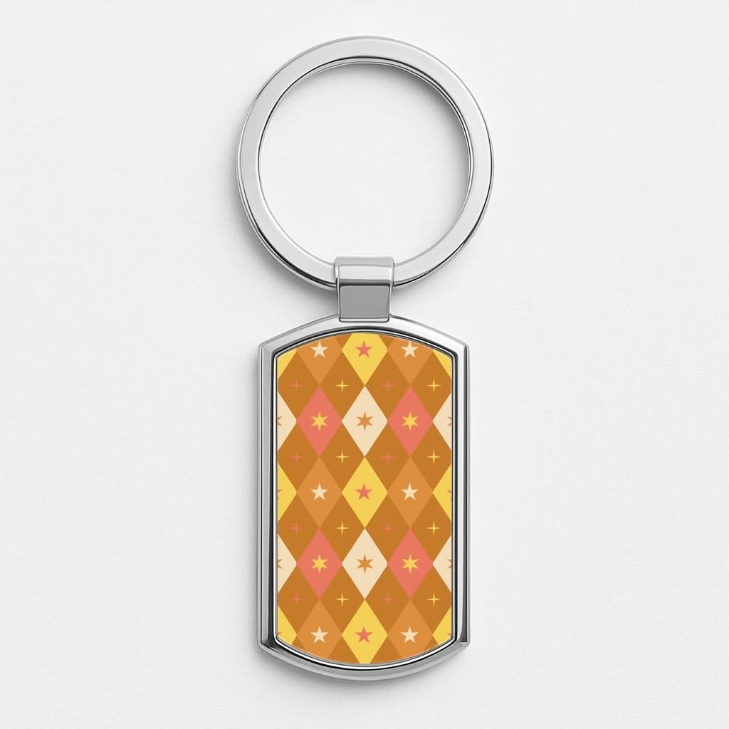 Retro Christmas Argyle Pattern Luxury Keyring