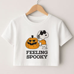 Feeling Spooky Cartoon Beagle Crop Top
