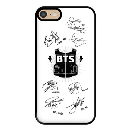 White K-Pop Band Army Logo and Signatures Phone Case