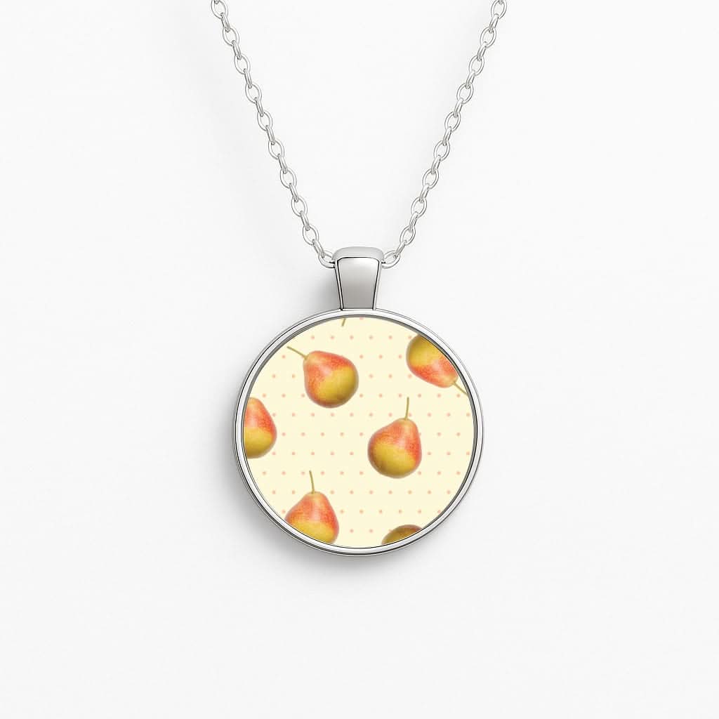 Pears And Polka Dots Pattern Necklace