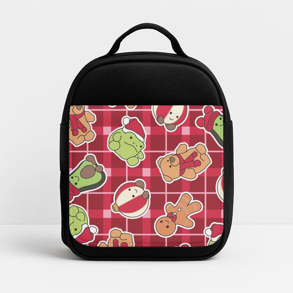 Christmas Plushies Tartan Pattern Lunchbox