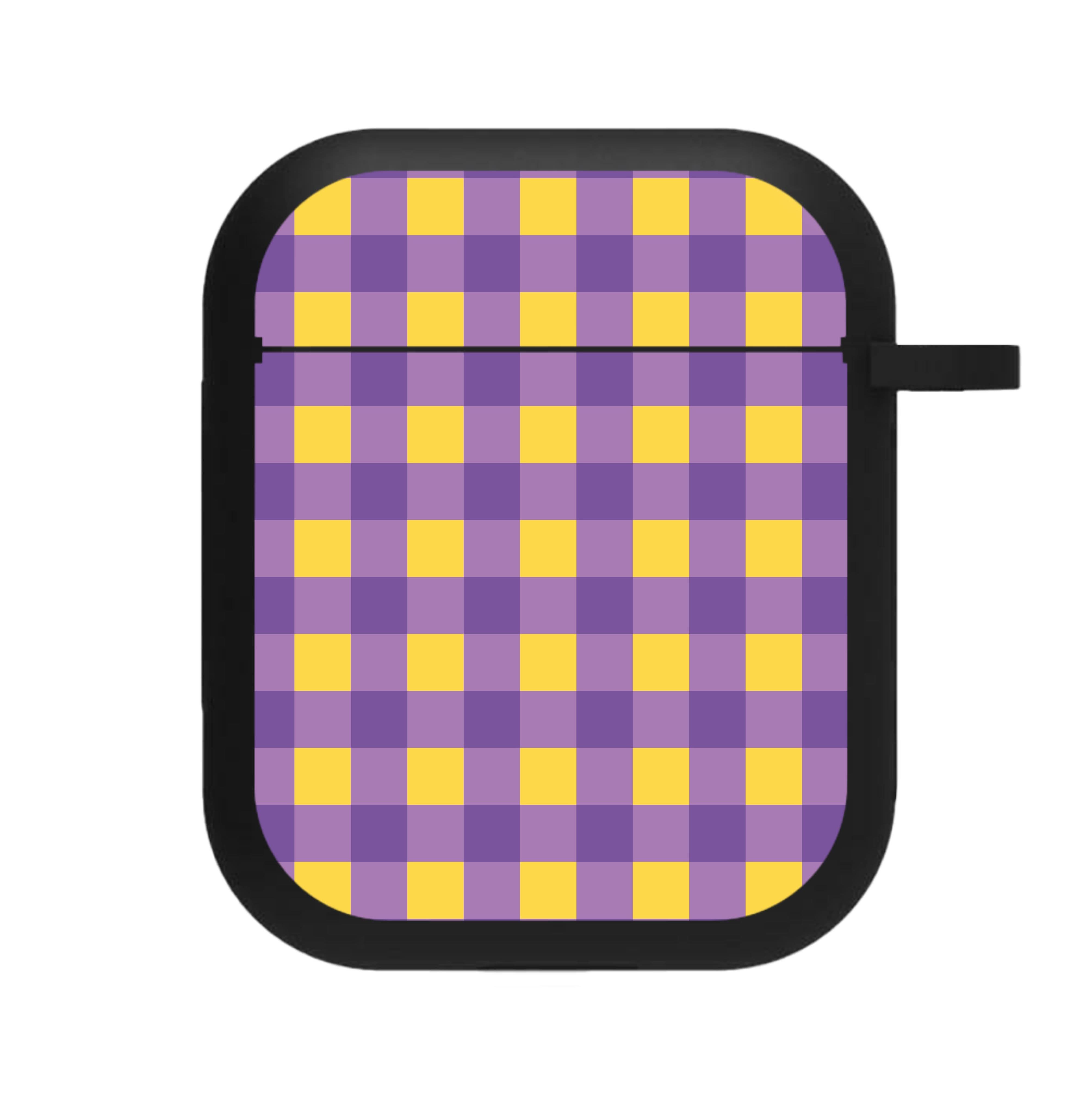 Purple And Yellow Checkered Pattern AirPods Case