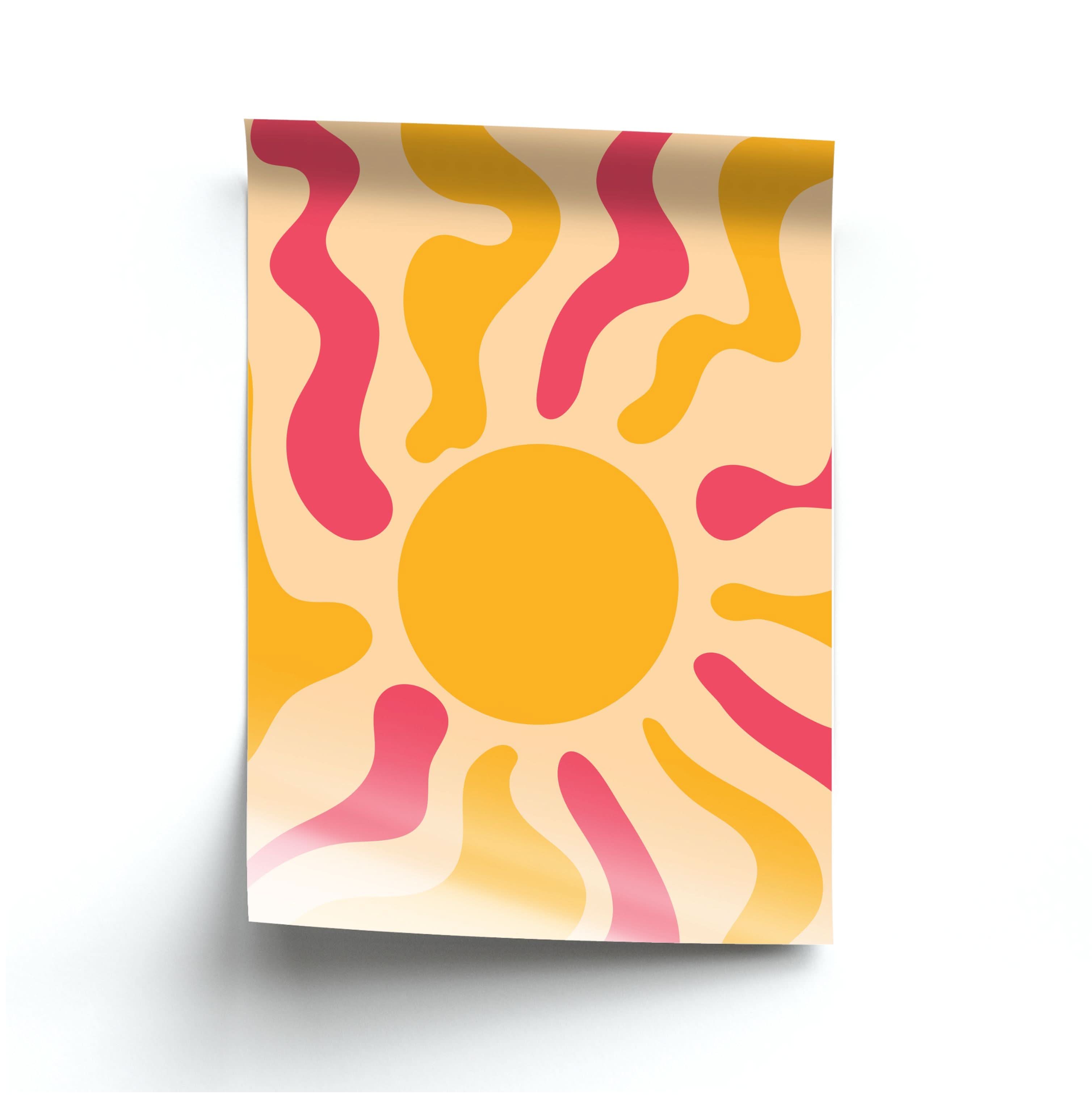 Yellow And Pink Abstract Sun Poster