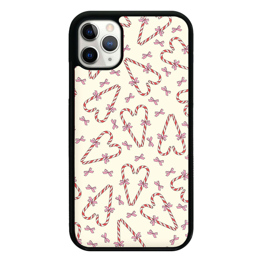 Candy Cane Love Heart Pattern Phone Case