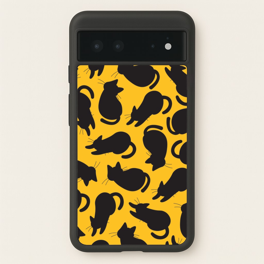 Black Cat Silhouettes Pattern Google Pixel 6 Case