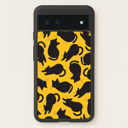 Black Cat Silhouettes Pattern Google Pixel 6 Case
