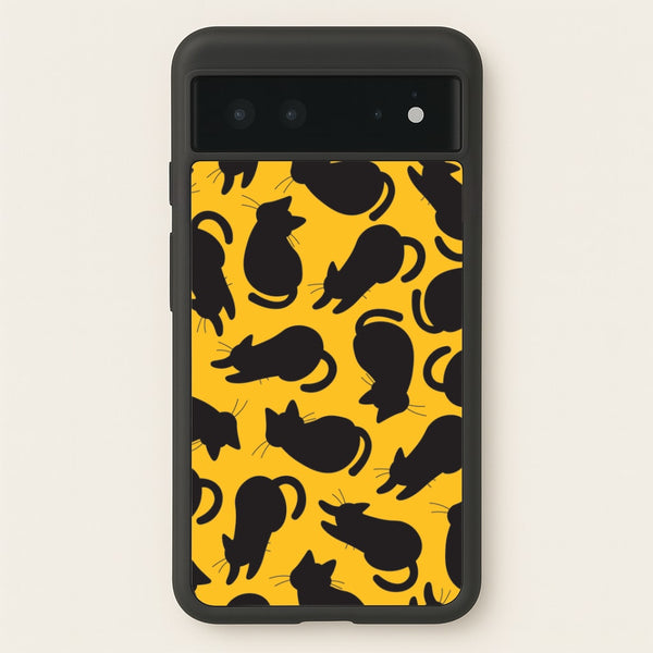 Black Cat Silhouettes Pattern Google Pixel 6 Case