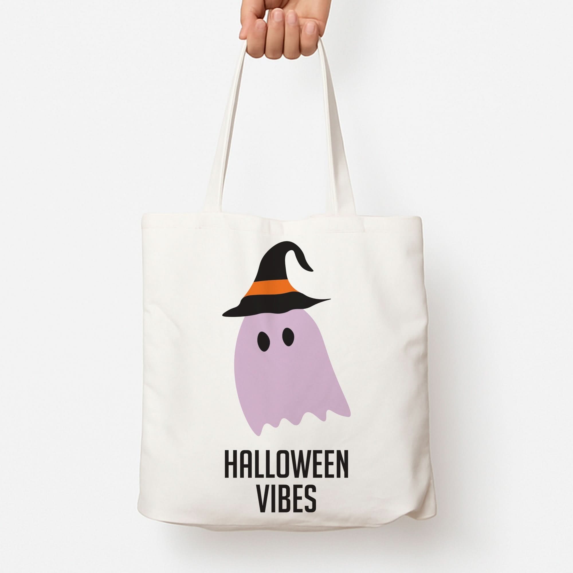 Purple Ghost Halloween Vibes Tote Bag