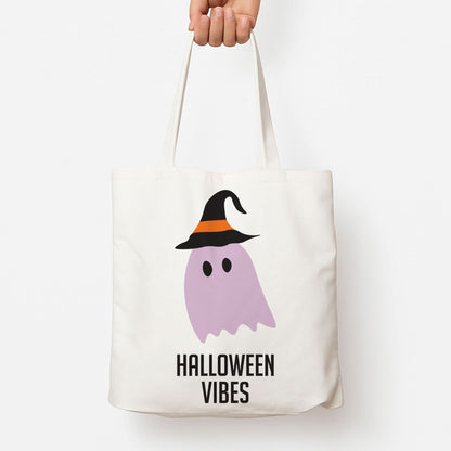 Purple Ghost Halloween Vibes Tote Bag