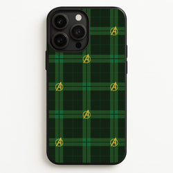 Superhero Team Green Tartan Pattern iPhone 13 Pro Case