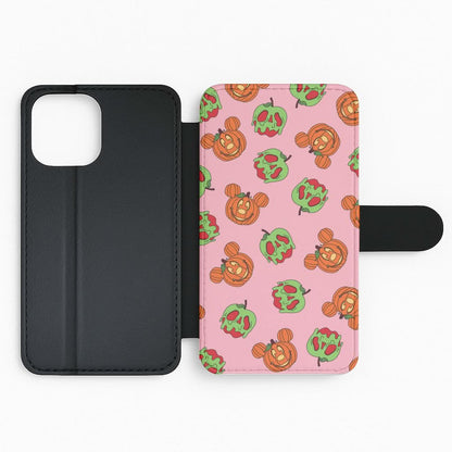 Pumpkin Mouse And Poison Apple Pattern Flip Phone Case
