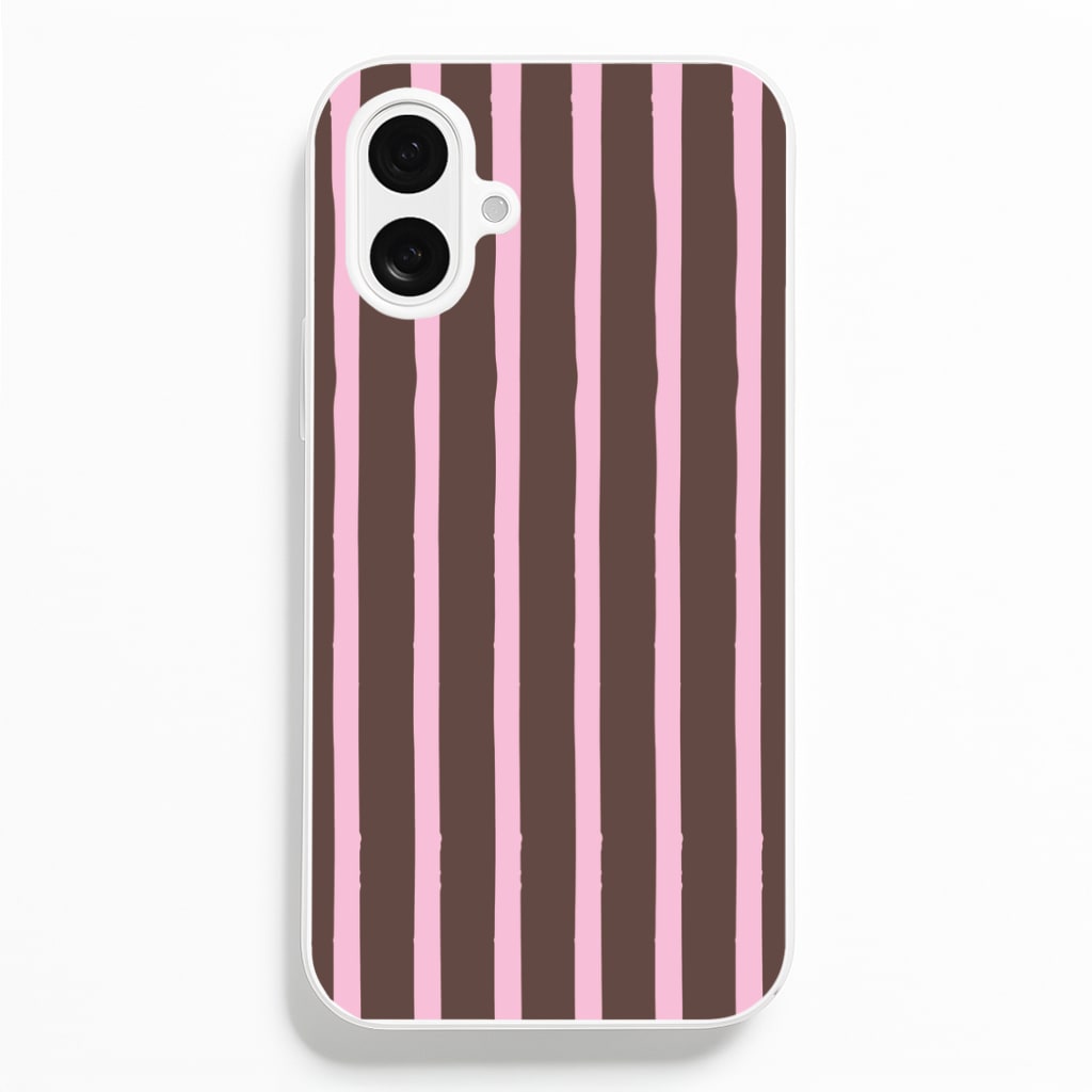 Chocolate & Strawberry Stripes iPhone 16 Plus Case