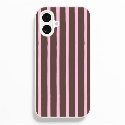 Chocolate & Strawberry Stripes iPhone 16 Plus Case